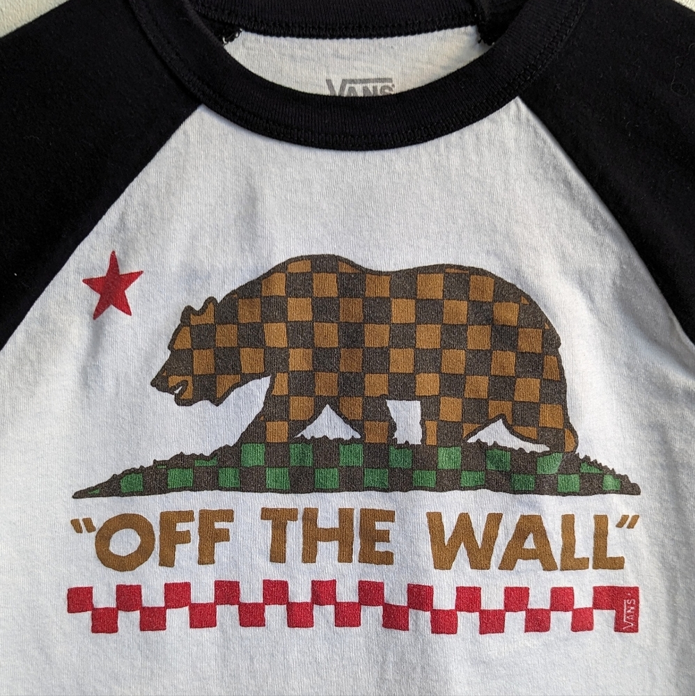 Vans Off The Wall Woman's California Checkered Bear Long Sleeve Baseball T-Shirt - Picture 4 of 4